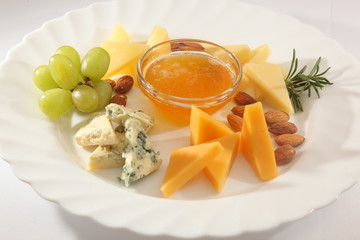 various cheeses on a plate