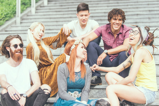 Multi Ethnic Group Of Friends Having Fun Together