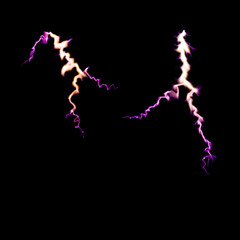 Thunder lighting bolt. High energy concept. shining electric light on black background. soft focus