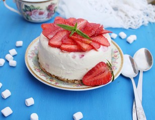Delicious strawberry cheesecake