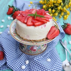 Delicious strawberry cheesecake