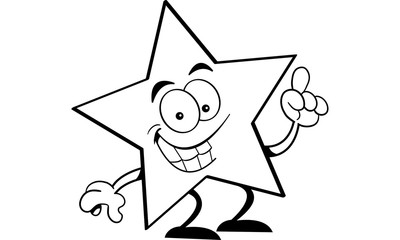 Black and white illustration of a star with an idea.