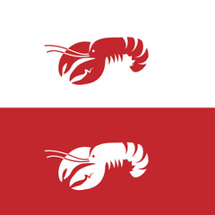 Red lobster on white and red background
 - obrazy, fototapety, plakaty