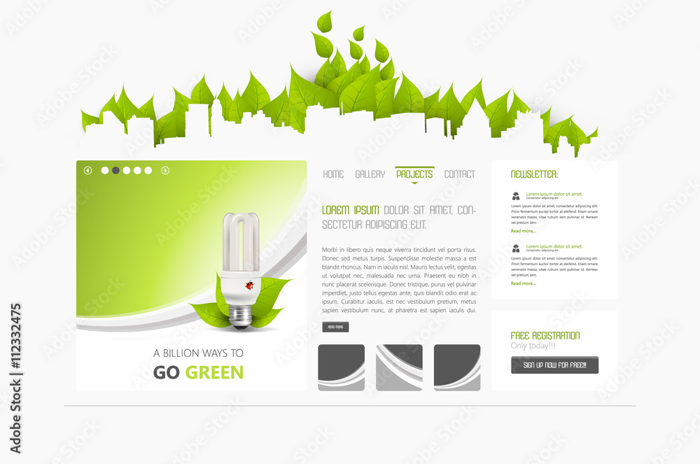 Poster eco abstract minimalistic website template or interface. vector graphics.