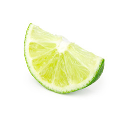sliced lime isolated on white background with clipping path