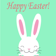 Happy Easter white bunny poster vector