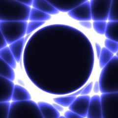 Blue template with dark circle and laser beams
