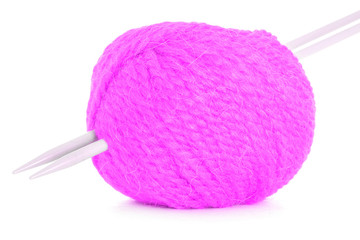 Roll of yarn, tangled texture isolated on white background