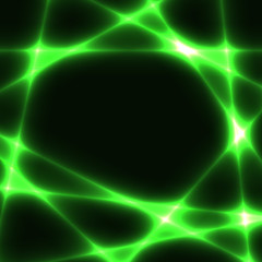 Green chaotic lines on dark background - template