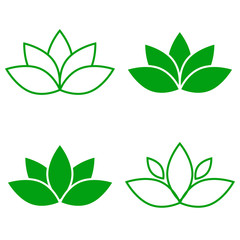 Lotus flower green icon set element vector
