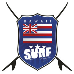 hawaii surf shield with flag