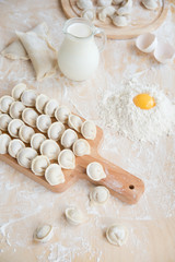 Crude homemade  pelmeni
