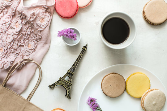 french breakfast, macaroons and coffee