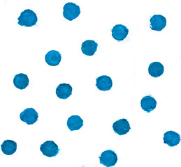 Hand painted dot pattern. Abstract watercolor shapes in indigo blue.
