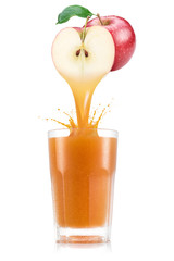 Pure apple juice pouring out from fruit - obrazy, fototapety, plakaty