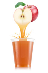 Pure apple juice pouring out from fruit - obrazy, fototapety, plakaty