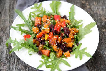 
Fresh salad with baked pumpkin and beet
