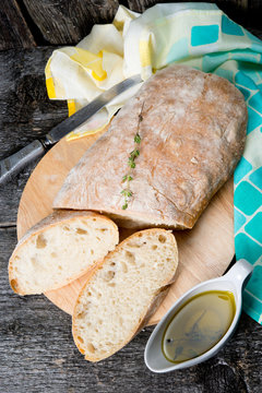 Traditional Italian bread ciabatta
