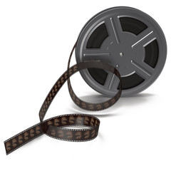 Movie film reel on white 3D Illustration