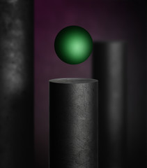 Green ball on abstract background 
