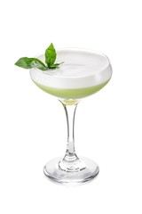 Basil Sour cocktail decorated with mint leaves