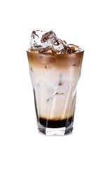 Cold Latte with ice on the white background