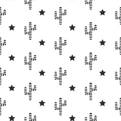Cactus desert black and white seamless pattern. Striped cacti stars.