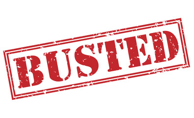 busted red stamp on white background