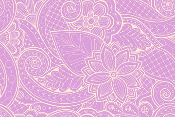 Seamless pattern with flowers and butterfly. Ornate zentangle se