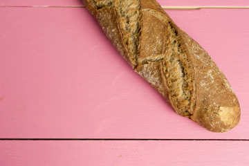 Bread on a pink background