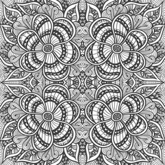Seamless pattern in  Zen-doodle style black on white