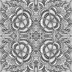 Seamless pattern in  Zen-doodle style black on white