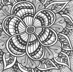 Background   with Zen-doodle pattern black on white