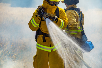 Firefighter Fighting Wildland Forest Grass Fire