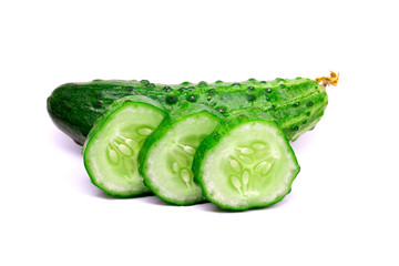 Fresh cucumber isolated on a white background
