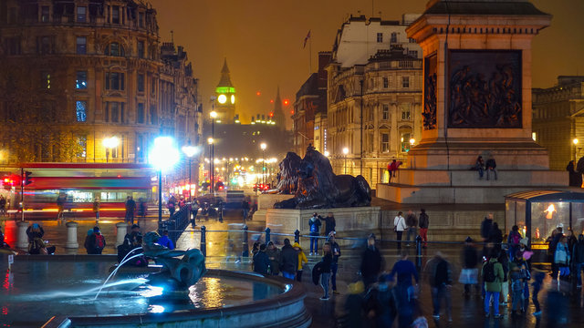 Trafalgar Square a tourist attraction in central London