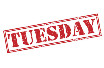 tuesday red stamp on white background