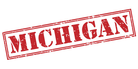 michigan red stamp on white background