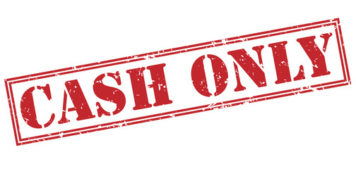 cash only red stamp on white background