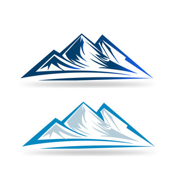 Set of two Mointains logo emblem portrait vector