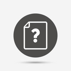 File document help icon. Question mark symbol.