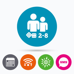 Board games sign icon. 2-8 players symbol.