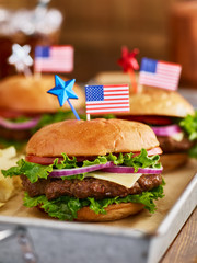 patriotic themed burgers with american flags