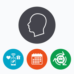 Head sign icon. Male human head.