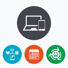 Mobile devices sign. Notebook and smartphone.