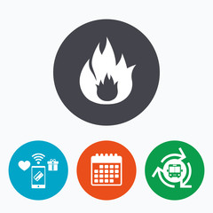 Fire flame sign icon. Fire symbol.