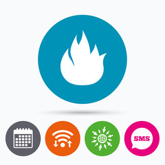 Fire flame sign icon. Fire symbol.