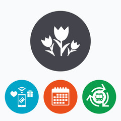 Flowers sign icon. Roses symbol.