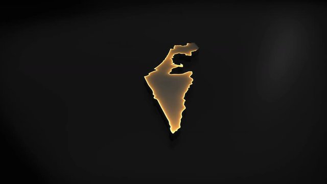 Seamless looping 3D animation of the map of Israel (without Westbank and Gaza Strip) including 2 versions and alpha matte