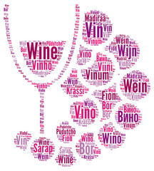 Wine word cloud concept in different languages 